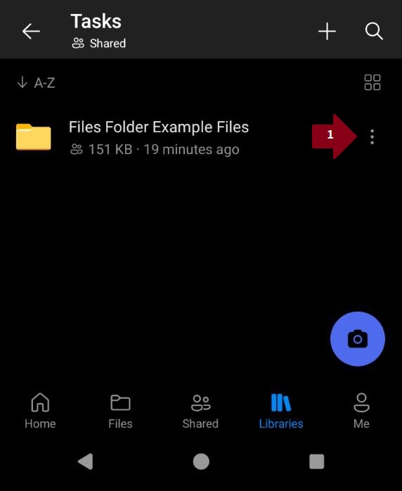 Folder menu button in OneDrive